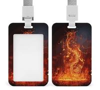Porta badge professionale verticale con clip per badge musicale con fiamma rossa con cordino custodia protettiva impermeabile per carta d'identità per ufficio porta carte d'identità trasparente per