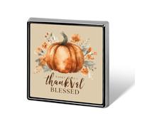 Porta badge quadrato in metallo a forma di zucca del Ringraziamento, per uomini e donne