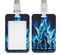 Porta badge resistente blu con fiamma, impermeabile, verticale, con cordino staccabile, con finestra trasparente, porta nome, regalo per infermiere, dottori, insegnanti, ufficio, donne e uomini