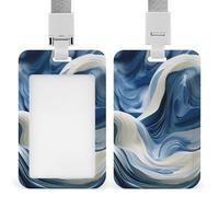 Porta badge resistente blu e bianco, impermeabile, verticale, con cordino staccabile, con finestrella trasparente, ideale come regalo per infermiere, dottori, insegnanti, ufficio, donne e uomini