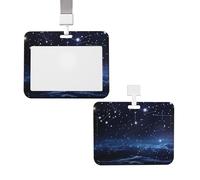 Porta badge resistente con avvolgitore scorrevole e finestra trasparente, targhetta identificativa da lavoro con motivo a stelle nel cielo notturno, grazioso porta badge con cordino staccabile e custo