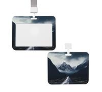 Porta badge resistente con avvolgitore scorrevole e finestra trasparente, targhetta identificativa da lavoro, Dark Road to Mountains, grazioso porta badge con cordino staccabile, custodia protettiva p