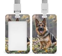 Porta badge resistente con cane pastore tedesco, impermeabile, verticale, con cordino staccabile, con finestrella trasparente, porta nome, regalo per infermiere, dottori, insegnanti, ufficio, donne e