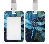 Porta badge resistente con libellula blu, impermeabile, verticale, con cordino staccabile, con finestrella trasparente, ideale come regalo per infermiere, dottori, insegnanti, ufficio, donne e uomini
