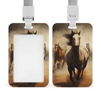 Porta badge resistente con molti cavalli, impermeabile, verticale, con cordino staccabile, con finestrella trasparente, ideale come regalo per infermiere, dottori, insegnanti, ufficio, donne e uomini