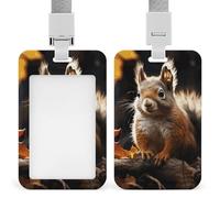 Porta badge resistente con scoiattolo nel bosco, impermeabile, verticale, con cordino staccabile, con finestrella trasparente, ideale come regalo per infermiere, dottori, insegnanti, ufficio, donne e