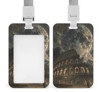 Porta badge resistente con scritta "Roma Moon Shine", impermeabile, verticale, con cordino staccabile, con finestrella trasparente, ideale come regalo per infermiere, dottori, insegnanti, ufficio