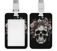 Porta badge resistente con teschio nel buio, impermeabile, verticale, con cordino staccabile, con finestrella trasparente, regalo per infermiere, dottori, insegnanti, ufficio, donne e uomini