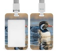 Porta badge resistente con uccelli della natura Loon, impermeabile, verticale, con cordino staccabile, con finestrella trasparente, porta nome, regalo per infermiere, dottori, insegnanti, ufficio