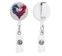 Porta badge retrattile a bobina con cuore e onde marine, per dottori, infermieri, studenti, impiegati