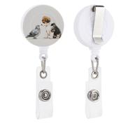 Porta badge retrattile a forma di cane e colomba con clip per carta d'identità per dottore, infermiere, studenti, impiegati