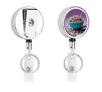 Porta badge retrattile a forma di cereali in ciotola, grazioso porta badge con robusta clip a coccodrillo, portachiavi per infermieri, insegnanti, ufficio, lavoro, donne, regalo