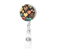 Porta badge retrattile a forma di cuore con fiore schiacciato, con clip, porta badge, carino porta carte d'identità, clip per donne e uomini