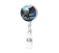 Porta badge retrattile a forma di drago volante, con clip, porta badge, carino, porta carte d'identità, per donne e uomini