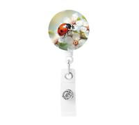 Porta badge retrattile a forma di farfalla, coccinella, fiore, resistente, con clip per nome, badge, per impiegati, dottori, infermieri, con clip per cintura, portachiavi