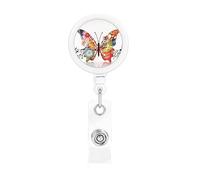 Porta badge retrattile a forma di farfalla musicale, resistente, retrattile, con clip per cintura, clip per badge identificativo, portachiavi, porta carte d'identità, per infermiere, insegnanti