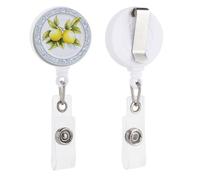 Porta badge retrattile a forma di frutta con limoni gialli vintage, clip per carta d'identità, per dottori, infermieri, studenti, impiegati