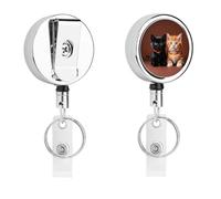 Porta badge retrattile a forma di gattino nero e arancione, con robusto gancio a coccodrillo, per infermieri, insegnanti, ufficio, lavoro, donne, regalo