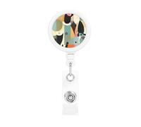 Porta badge retrattile a forma di gatto in stile moderno della metà del secolo, resistente, con clip per cintura, cordini retrattili, porta carte d'identità con portachiavi, clip per badge, per