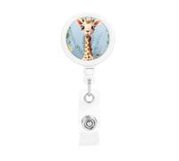 Porta badge retrattile a forma di giraffa con clip a coccodrillo, portachiavi, clip per badge, leggero, retrattile, porta badge divertente per infermieri, insegnanti, impiegati