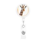 Porta badge retrattile a forma di giraffa con clip a coccodrillo, portachiavi, clip per badge, leggero, retrattile, porta badge divertente per infermieri, insegnanti, impiegati