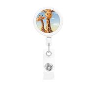 Porta badge retrattile a forma di giraffa, con clip e portachiavi, clip divertenti e carine, porta badge resistente, per ufficio, dottore, infermiere