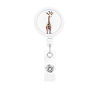 Porta badge retrattile a forma di giraffa, resistente, con clip per nome, badge, per impiegati, dottori, infermieri, con clip per cintura, portachiavi