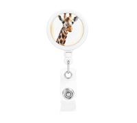 Porta badge retrattile a forma di giraffa, resistente, con clip per nome, badge, per impiegati, dottori, infermieri, con clip per cintura, portachiavi
