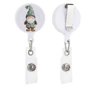Porta badge retrattile a forma di gnomo natalizio a forma di simpatico acquerello, con bobina e clip, per dottore, infermiera, studente, impiegato