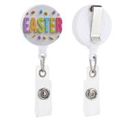 Porta badge retrattile a forma di lettera con scritta pasquale grassetto e spesso, con bobina e clip, per dottori, infermieri, studenti, impiegati in ufficio