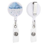 Porta badge retrattile a forma di nuvola blu pastello con stelle appese porta badge bobina clip porta carta d'identità per dottore, infermiera, studente, impiegato