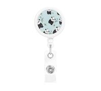 Porta badge retrattile a forma di orso panda in stile cartone animato, resistente, retrattile, con clip per cintura, clip per badge identificativo, portachiavi, porta carte d'identità, per infermiere