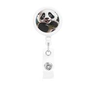 Porta badge retrattile a forma di panda con clip e portachiavi, clip divertenti e carine, resistente, porta badge per ufficio, dottore, infermiere