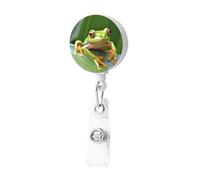 Porta badge retrattile a forma di rana, con clip, porta badge, carino, porta carte d'identità, per donne e uomini