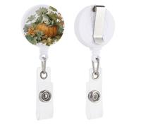 Porta badge retrattile a forma di rana seduta su una zucca, con clip per carta d'identità, per dottori, infermieri, studenti, impiegati