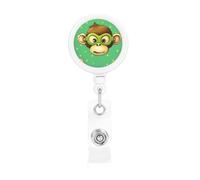 Porta badge retrattile a forma di scimmia verde, con clip e portachiavi, simpatiche clip per badge, resistente, per ufficio, dottore, infermiere
