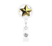 Porta badge retrattile a forma di stella dorata, con clip e portachiavi, clip divertenti e carine, porta badge resistente, per ufficio, dottore, infermiere