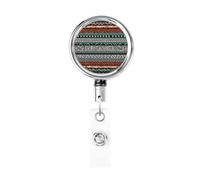 Porta badge retrattile a forma di tartaruga etnica a righe con portachiavi, clip per badge, divertenti bobine per badge d'identità, in metallo resistente, per infermieri, ufficio, insegnante