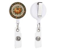 Porta badge retrattile a forma di zucca, grande, con clip per carta d'identità, per dottori, infermieri, studenti, impiegati