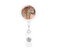 Porta badge retrattile a righe leopardato resistente, con clip per cintura, cordini retrattili, porta carte d'identità con portachiavi, clip per badge, per ufficio, infermiera, dipendente