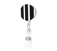 Porta badge retrattile a righe nere e bianche, con clip, porta badge, carino, porta carte d'identità, per donne e uomini
