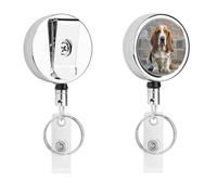 Porta badge retrattile Basset Hound, grazioso porta badge con robusta clip a coccodrillo, portachiavi per infermieri, insegnanti, ufficio, lavoro, donne, regalo