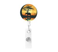 Porta badge retrattile, bellissimo elefante, resistente, con clip per nome, badge, per impiegati, dottori, infermieri, con clip per cintura, portachiavi
