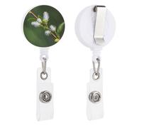 Porta badge retrattile bianco verde selvaggio ramoscello bobina per badge resistente clip badge ID titolare infermiera decorativo nome tag titolare clip coccodrillo per appendere carta d'identità nome