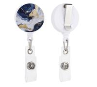 Porta badge retrattile blu navy bianco e oro marmo bobina clip porta carta d'identità per dottori, infermieri, studenti, impiegati