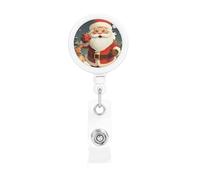 Porta badge retrattile con Babbo Natale, clip divertenti per infermiere, insegnanti, forniture per ufficio, in plastica leggera, con clip per cintura