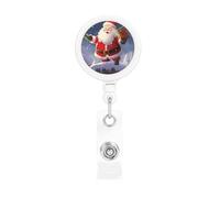 Porta badge retrattile con Babbo Natale, con clip a coccodrillo, portachiavi, clip per badge, leggero, retrattile, porta badge divertente per infermieri, insegnanti, impiegati