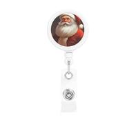 Porta badge retrattile con Babbo Natale con clip a coccodrillo, portachiavi, clip per badge, leggero, retrattile, porta badge divertente per infermieri, insegnanti, impiegati