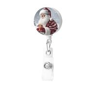 Porta badge retrattile con Babbo Natale Snow Secenry con clip porta badge carino porta carte d'identità porta badge clip per donne e uomini