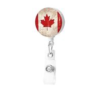 Porta badge retrattile con bandiera canadese retrò con clip porta badge, carino porta carte d'identità, clip per donne e uomini